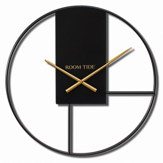 Room Tide, Large Wall Clock, Classic Nordic Design, Silent Wall Clocks for Living Room Decor, Black Wall Clock, Minimalistic, 45cm